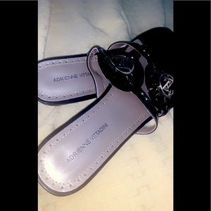Adrienne Vittadini Brass Logo Sandals 👡✨
